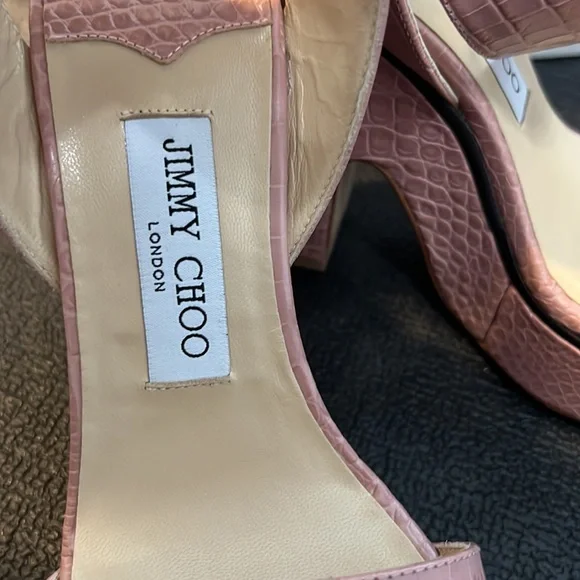 Jimmy Choo Aimee 125 pink blush wedges size 36.5/ 6.5 - Picture 7 of 9